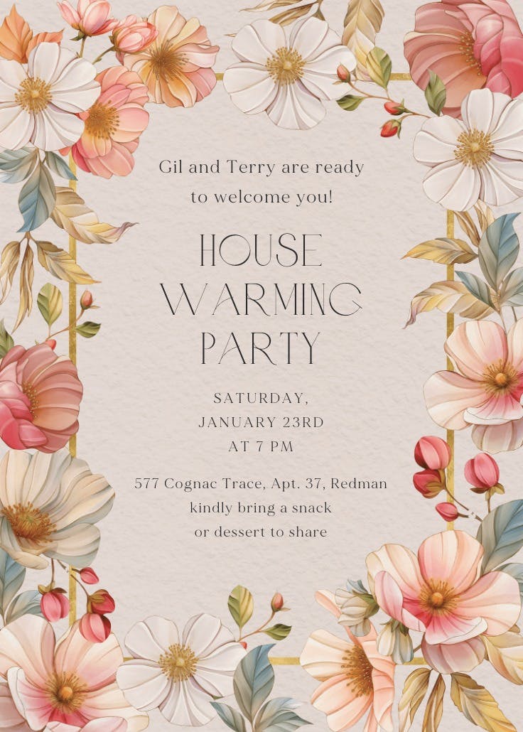 Loves harvest - housewarming invitation